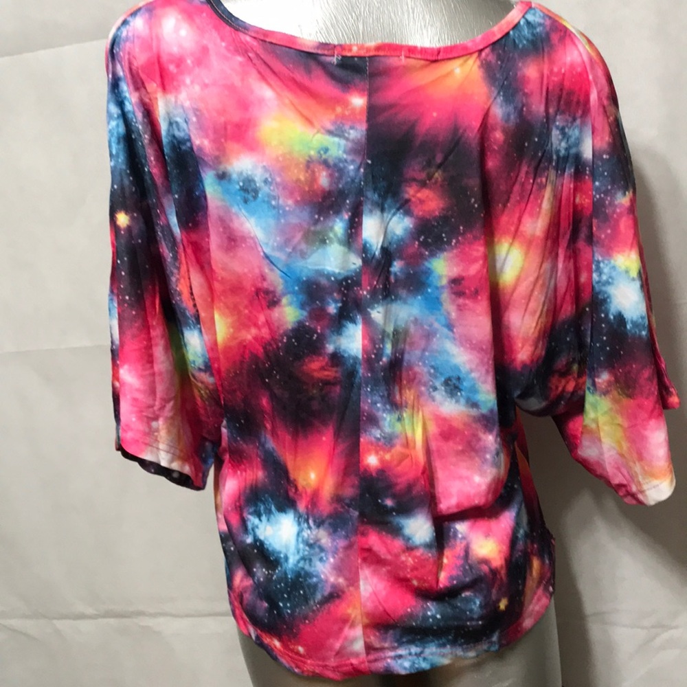 Tie Dye Look Tee Shirt Stars Galaxy New by Angela - Picture 3 of 4
